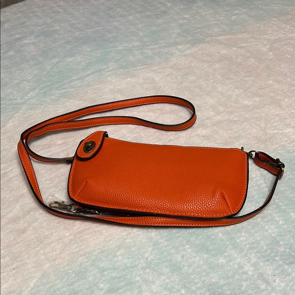 Orange Leather Crossbody Bag